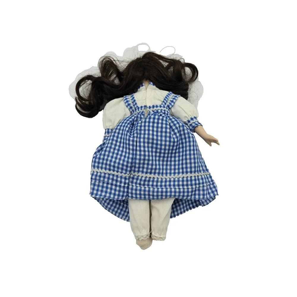 Vintage Porcelain Doll Dorothy Wizard of Oz Style Blue Gingham Dress 15